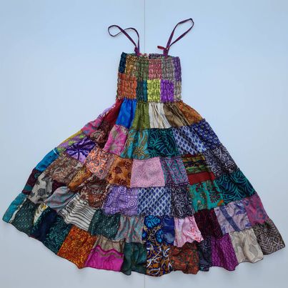 Patchwork Silk Dress 5